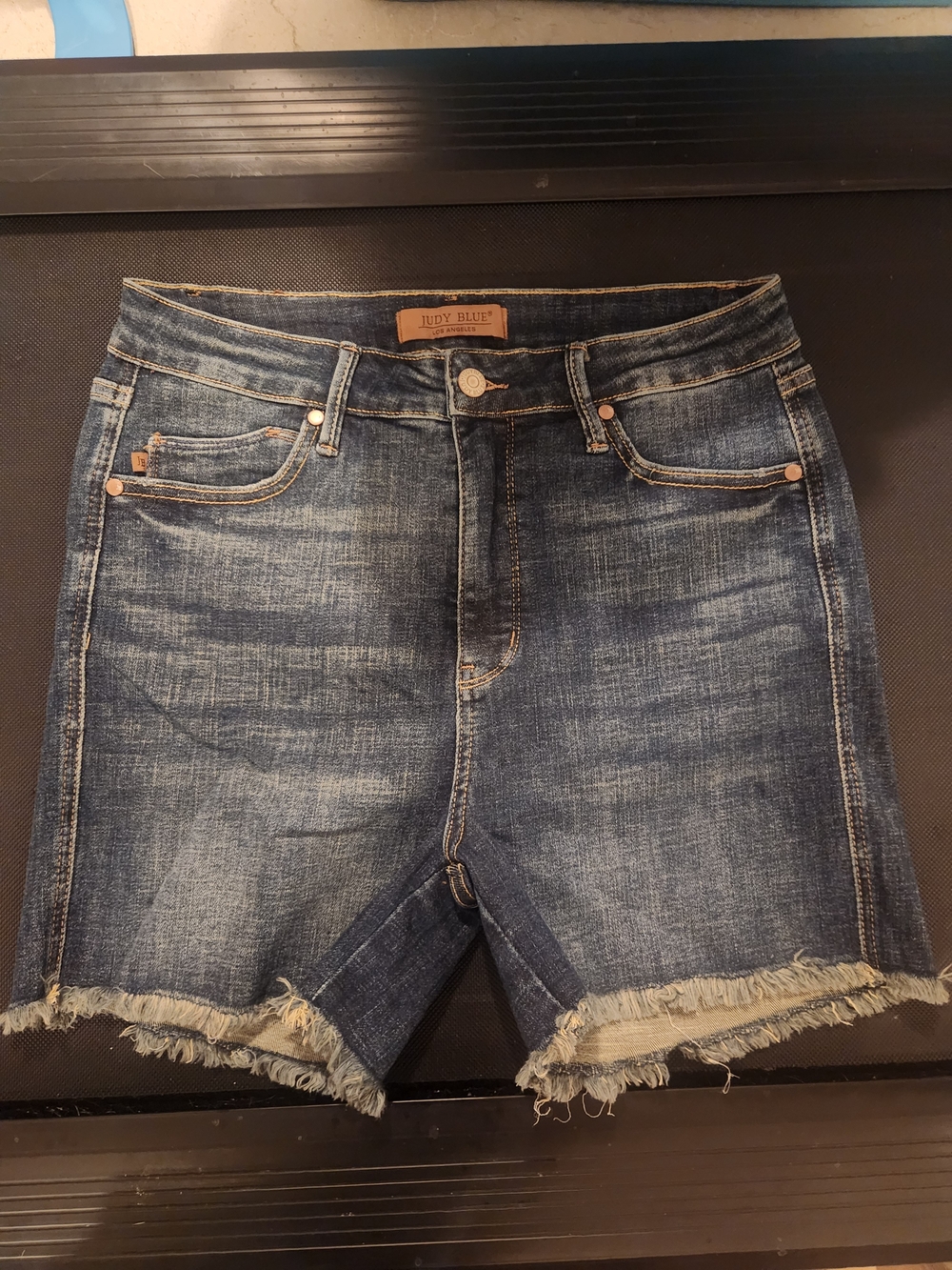 Judy Blue Dark Blue Denim Shorts with Shield Pocket Design